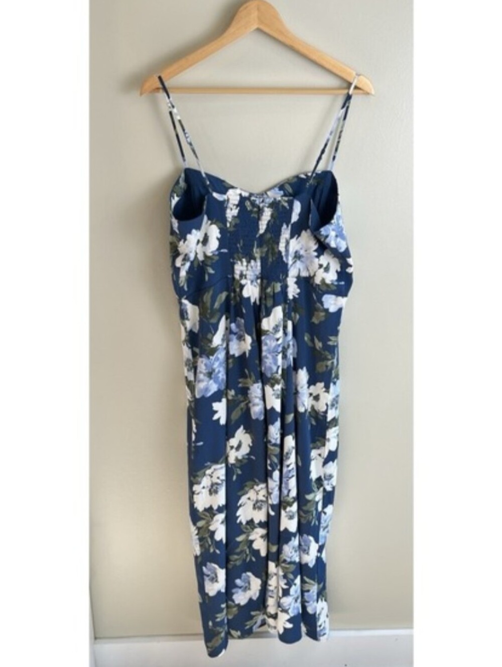 Abercrombie & Fitch Camile Blue Floral Midi Dress With Slit Sz L - Picture 3 of 8